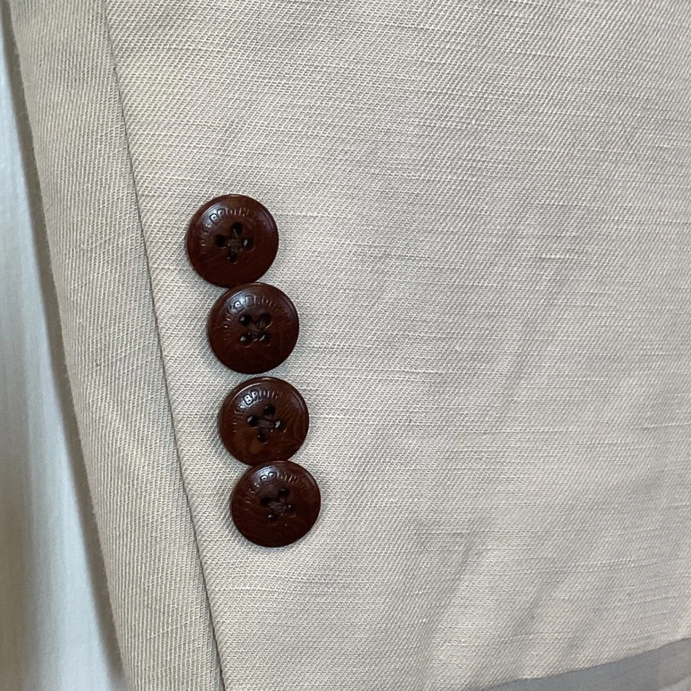 Brooks Brothers Linen Cotton Blend 3 Button Blazer Sport Coat Beige - Medium 40R